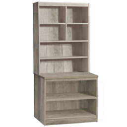 R White Cabinets 8 Shelf Grey Desk Height Bookcase with Hutch - Size: 182.8 x 85 x 54cm - Wilko - thumbnail 3