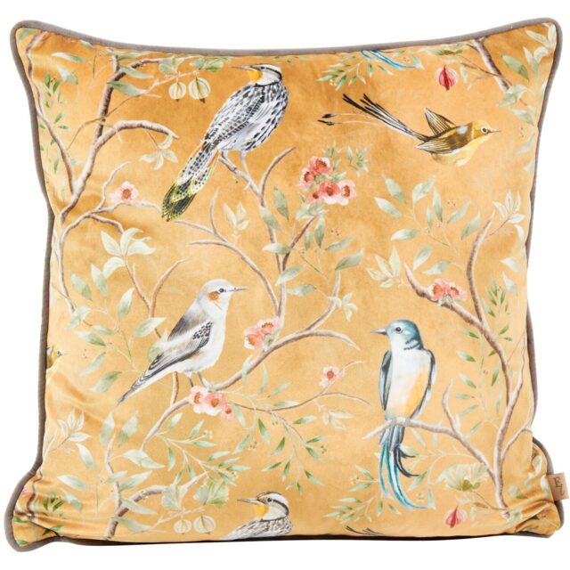 Orient Birds Cushion - Gold - Size: 43 x 43cm - Wilko - image 1