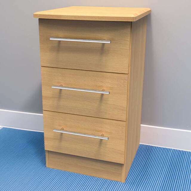 Crowndale Sherwood 3 Drawer Oak Bedside Cabinet - Brown - Wilko - image 1