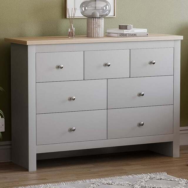Vida Designs Arlington 7 Drawer Grey Shaker Style Chest of Drawers - Wilko - image 1