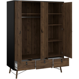 Florence Matt Black Walnut 3 Piece Bedroom Furniture Set - Furniture To Go - Wilko - thumbnail 4