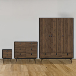 Florence Matt Black Walnut 3 Piece Bedroom Furniture Set - Furniture To Go - Wilko - thumbnail 1