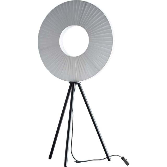 Kliving Riley White Shade Black LED Tripod Table Lamp - Size: 80 x 36 x 36cm - Silver - Wilko - image 1
