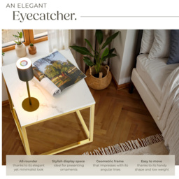 tectake Alysia Gold and White Marble Top Square Side Table - Size: 47.5 x 45 x 45cm - Wilko - thumbnail 6