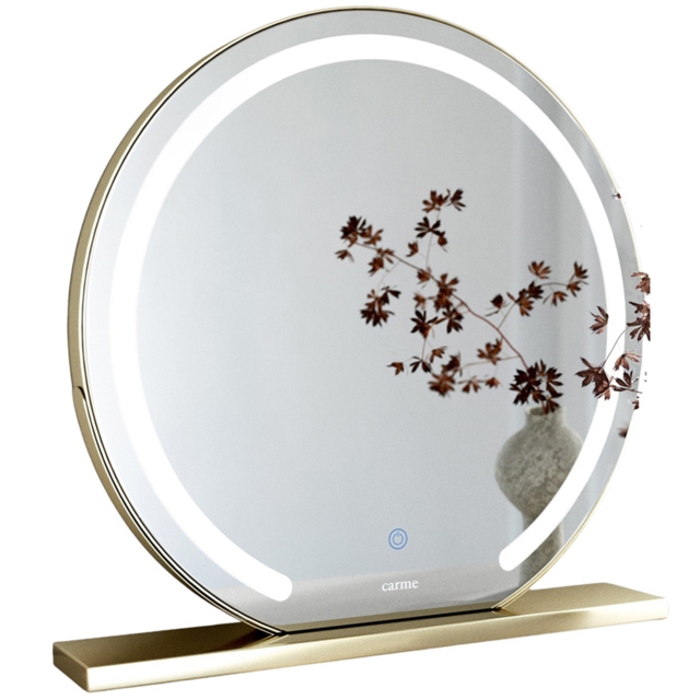 CARME Home Elsie Gold Large Touch Sensor LED Makeup Mirror 55cm - Size: 16 x 61.5 x 62cm - Wilko - image 1