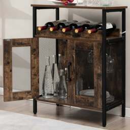 Costway 2 Door Single Shelf Rustic Brown Industrial Storage Cabinet - Size: 88 x 42 x 20cm - Wilko - thumbnail 1