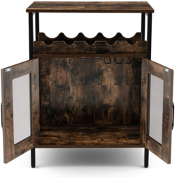 Costway 2 Door Single Shelf Rustic Brown Industrial Storage Cabinet - Size: 88 x 42 x 20cm - Wilko - thumbnail 3