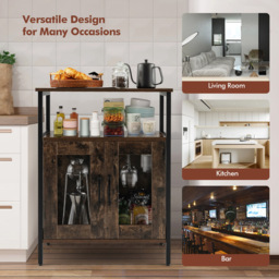 Costway 2 Door Single Shelf Rustic Brown Industrial Storage Cabinet - Size: 88 x 42 x 20cm - Wilko - thumbnail 5