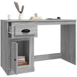 vidaXL Single Door Single Drawer Computer Desk Grey - Size: 75 x 115 x 50cm - Wilko - thumbnail 4