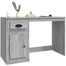 vidaXL Single Door Single Drawer Computer Desk Grey - Size: 75 x 115 x 50cm - Wilko - thumbnail 5
