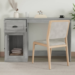 vidaXL Single Door Single Drawer Computer Desk Grey - Size: 75 x 115 x 50cm - Wilko