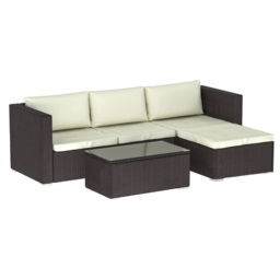 Garden Vida Hampton 4 Seater Brown Rattan Corner Lounge Set - Wilko - thumbnail 3