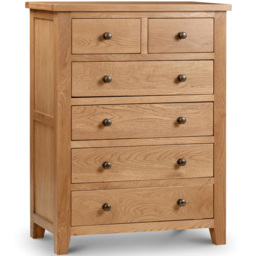 Julian Bowen Marlborough 6 Drawer Oak Chest of Drawers - Wood - Wilko - thumbnail 3