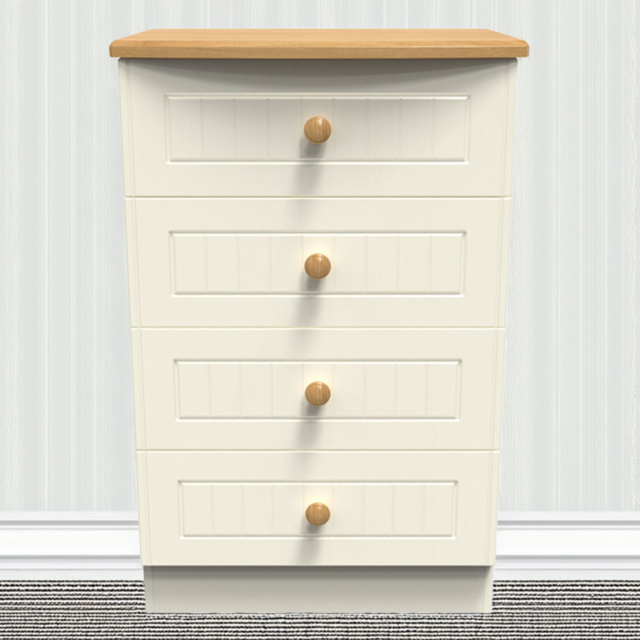 Crowndale Warwick 4 Drawer Cream Ash and Oak Midi Chest of Drawers - Wilko - image 1