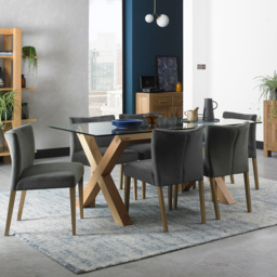 Bentley Designs Turin 6 Seater Light Oak Glass Top Dining Table - Brown - Wilko - thumbnail 5