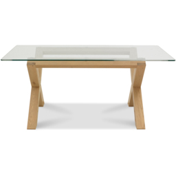 Bentley Designs Turin 6 Seater Light Oak Glass Top Dining Table - Brown - Wilko - thumbnail 4