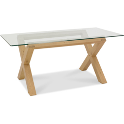 Bentley Designs Turin 6 Seater Light Oak Glass Top Dining Table - Brown - Wilko - thumbnail 3