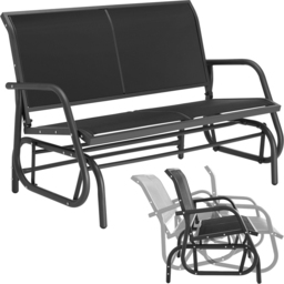 tectake Greta 2 Seater Swing Bench - Size: 86.5 x 72 x 121cm - Black - Wilko - thumbnail 3