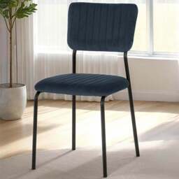 Seconique Sheldon Set of 4 Navy Blue Velvet Dining Chair - Navy Blue Velvet Fabric - Wilko