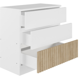Flair Luca 3 Drawer White and Oak Ribbed Chest of Drawers - Wilko - thumbnail 4