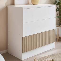 Flair Luca 3 Drawer White and Oak Ribbed Chest of Drawers - Wilko