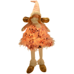 The Seasonal Gift Co. Sitting LED Aurelia Angel Decoration with Dangling legs - Size: 39 x 16 x 15cm - Pink - Wilko - thumbnail 3