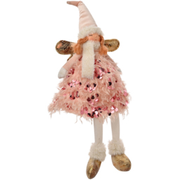 The Seasonal Gift Co. Sitting LED Aurelia Angel Decoration with Dangling legs - Size: 39 x 16 x 15cm - Pink - Wilko - thumbnail 5