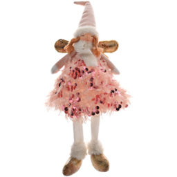 The Seasonal Gift Co. Sitting LED Aurelia Angel Decoration with Dangling legs - Size: 39 x 16 x 15cm - Pink - Wilko - thumbnail 4