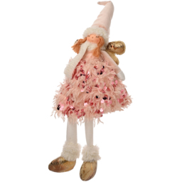 The Seasonal Gift Co. Sitting LED Aurelia Angel Decoration with Dangling legs - Size: 39 x 16 x 15cm - Pink - Wilko - thumbnail 6