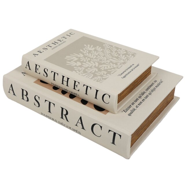 Neutral Abstract Book Boxes Ornaments Set of 2 - Size: 20 x 3.5 x 14 - Wilko - image 1