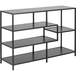 Florence Seaford 4 Shelf Black and Oak Metal Wide Bookcase - Size: 78 x 114 x 35cm - Wilko - thumbnail 3