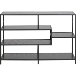 Florence Seaford 4 Shelf Black and Oak Metal Wide Bookcase - Size: 78 x 114 x 35cm - Wilko - thumbnail 4