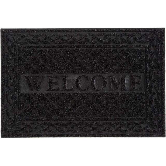 Eselle Romiley Black Welcome Rubber Crumb Scrapper Doormat 40 x 60cm - Size: 40 x 60 x 0.6cm - Wilko - image 1