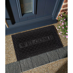 Eselle Romiley Black Welcome Rubber Crumb Scrapper Doormat 40 x 60cm - Size: 40 x 60 x 0.6cm - Wilko - thumbnail 3