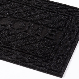 Eselle Romiley Black Welcome Rubber Crumb Scrapper Doormat 40 x 60cm - Size: 40 x 60 x 0.6cm - Wilko - thumbnail 4