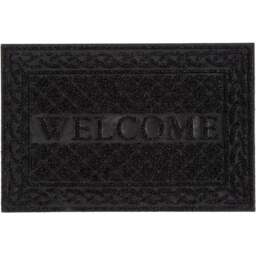 Eselle Romiley Black Welcome Rubber Crumb Scrapper Doormat 40 x 60cm - Size: 40 x 60 x 0.6cm - Wilko - thumbnail 1