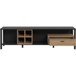 Florence High Rock Single Drawer Matt Black and Riviera Oak Wide TV Unit - Size: 40 x 181 x 49cm - Furniture to Go - Wilko - thumbnail 6