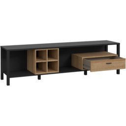 Florence High Rock Single Drawer Matt Black and Riviera Oak Wide TV Unit - Size: 40 x 181 x 49cm - Furniture to Go - Wilko - thumbnail 5