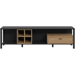 Florence High Rock Single Drawer Matt Black and Riviera Oak Wide TV Unit - Size: 40 x 181 x 49cm - Furniture to Go - Wilko - thumbnail 4