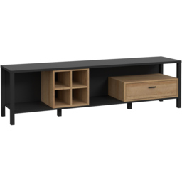 Florence High Rock Single Drawer Matt Black and Riviera Oak Wide TV Unit - Size: 40 x 181 x 49cm - Furniture to Go - Wilko - thumbnail 3