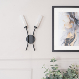 ValueLights Maya 2 Way Matt Black Curved Upright Reed Shaded LED Wall Light 2 Pack - Size: 42 x 27 x 5.5cm - Wilko - thumbnail 4