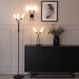 ValueLights Maya 2 Way Matt Black Curved Upright Reed Shaded LED Wall Light 2 Pack - Size: 42 x 27 x 5.5cm - Wilko - thumbnail 7