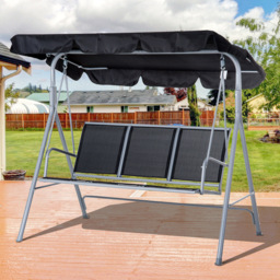 Outsunny 3 Seater Black Swing Chair with Canopy - Wilko