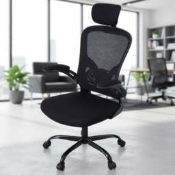 Living and Home Black Adjustable Headrest and Flip-Up Armrest Office Chair - Size: 127 x 51.5 x 63cm - Wilko - thumbnail 1
