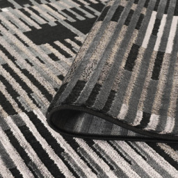 Mayfair Living Room Area Rug Metallic Sheen Contemporary Modern Matrix Design - Dark Grey 160x230 cm - Size: 230 x 160 x 0.7cm - Desire Rugs - Wilko - thumbnail 4