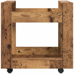 vidaXL 2 Shelf Old Wood Effect Wooden Desk Trolley - Size: 60 x 60 x 45cm - Brown - Wilko - thumbnail 6