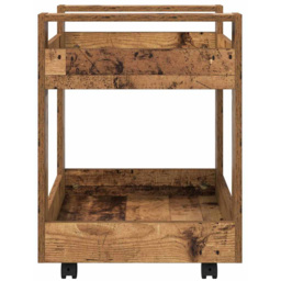 vidaXL 2 Shelf Old Wood Effect Wooden Desk Trolley - Size: 60 x 60 x 45cm - Brown - Wilko - thumbnail 7
