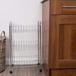 Premier Housewares Chrome 3 Tier Storage Cart - Size: 36 x 25 x 64cm - Silver - Wilko - thumbnail 4