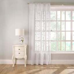 Belle White Embroidered Panel Voile Curtain 183 x 140cm - Size: W 183 x D 140cm - Wilko - thumbnail 1