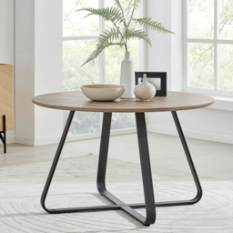 Furniturebox Fira Valera Wood Effect 4 Seater Round Dining Set Brown and White - Wilko - thumbnail 3